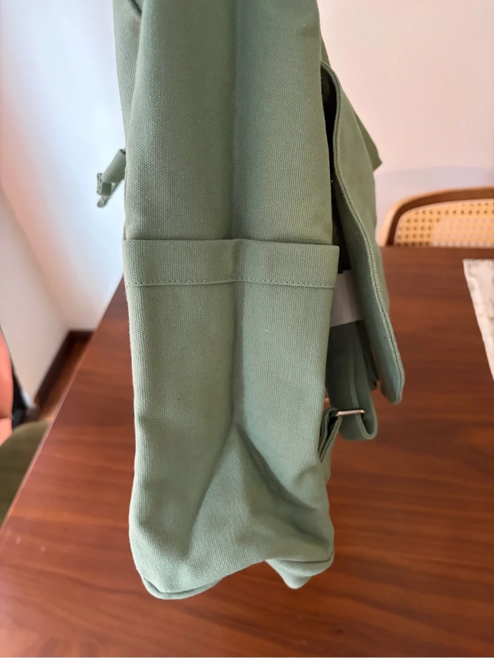 Minimal Olive Green Canvas Drawstring Backpack